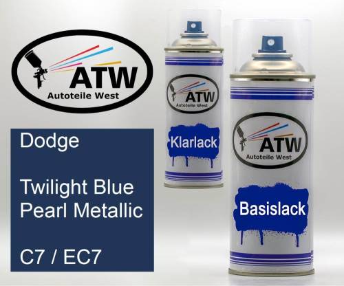 Dodge, Twilight Blue Pearl Metallic, C7 / EC7: 400ml Sprühdose + 400ml Klarlack - Set, von ATW Autoteile West.